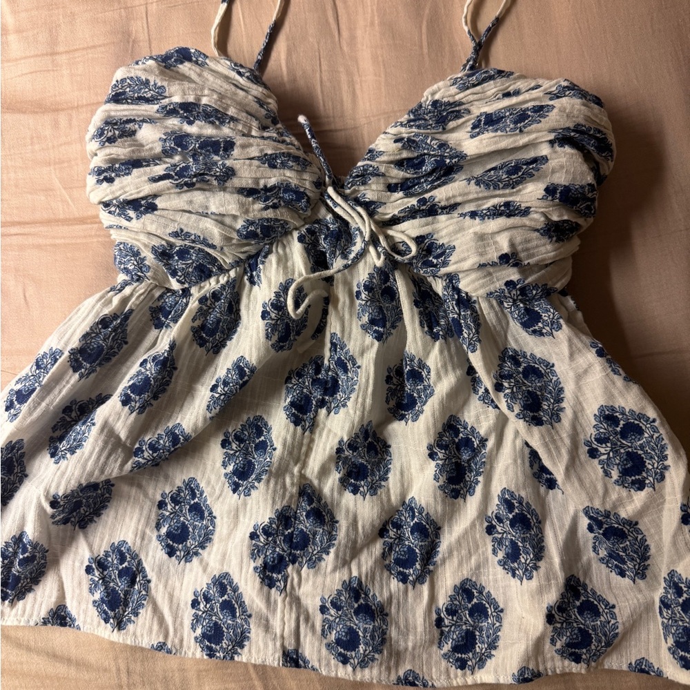 J Crew Cotton Gathered Lurex® gauze camisole in gathered floral block print